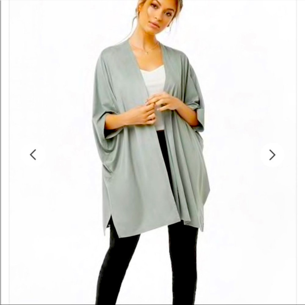 Mint Green Suede Open Front Kimono